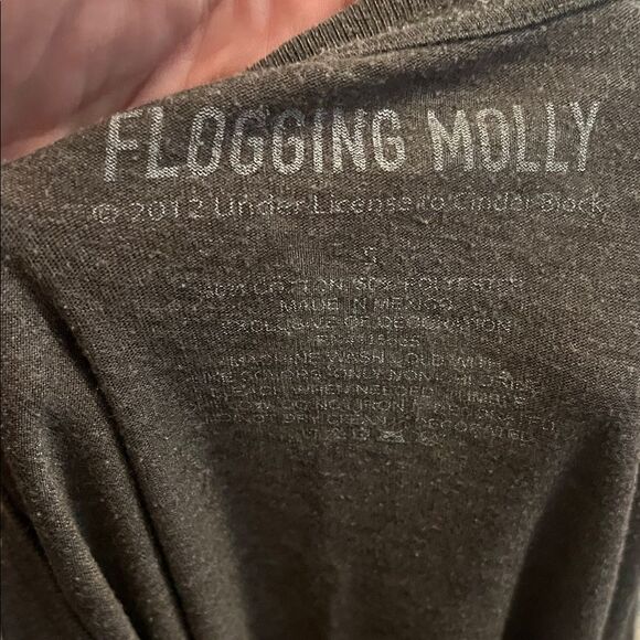 Flogging Molly Music Punk Gray Green Graphic Design V-Neck T-Shirt Concert - Picture 7 of 9